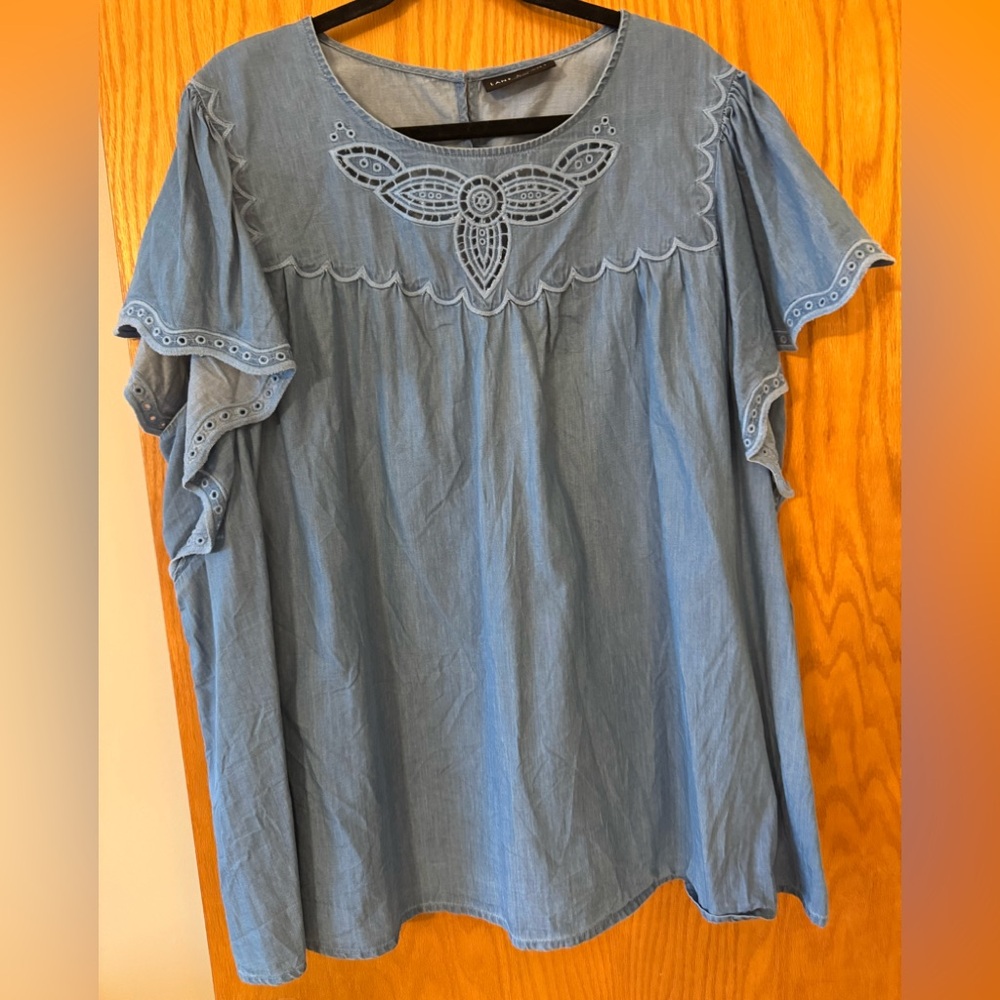 Blue Embroidered Women's Top